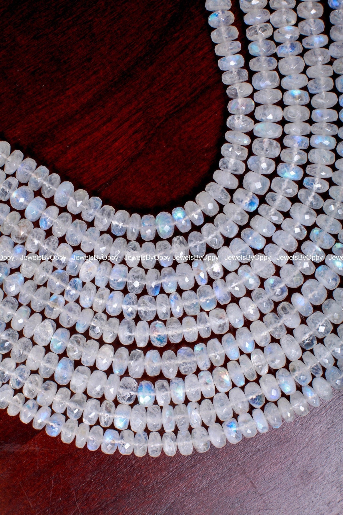 Rainbow Moonstone 6-10mm Faceted Rondelle AAA Gemstone, June Birthstone, Jewelry Making Beads, Natural Gemstone 8" Strand