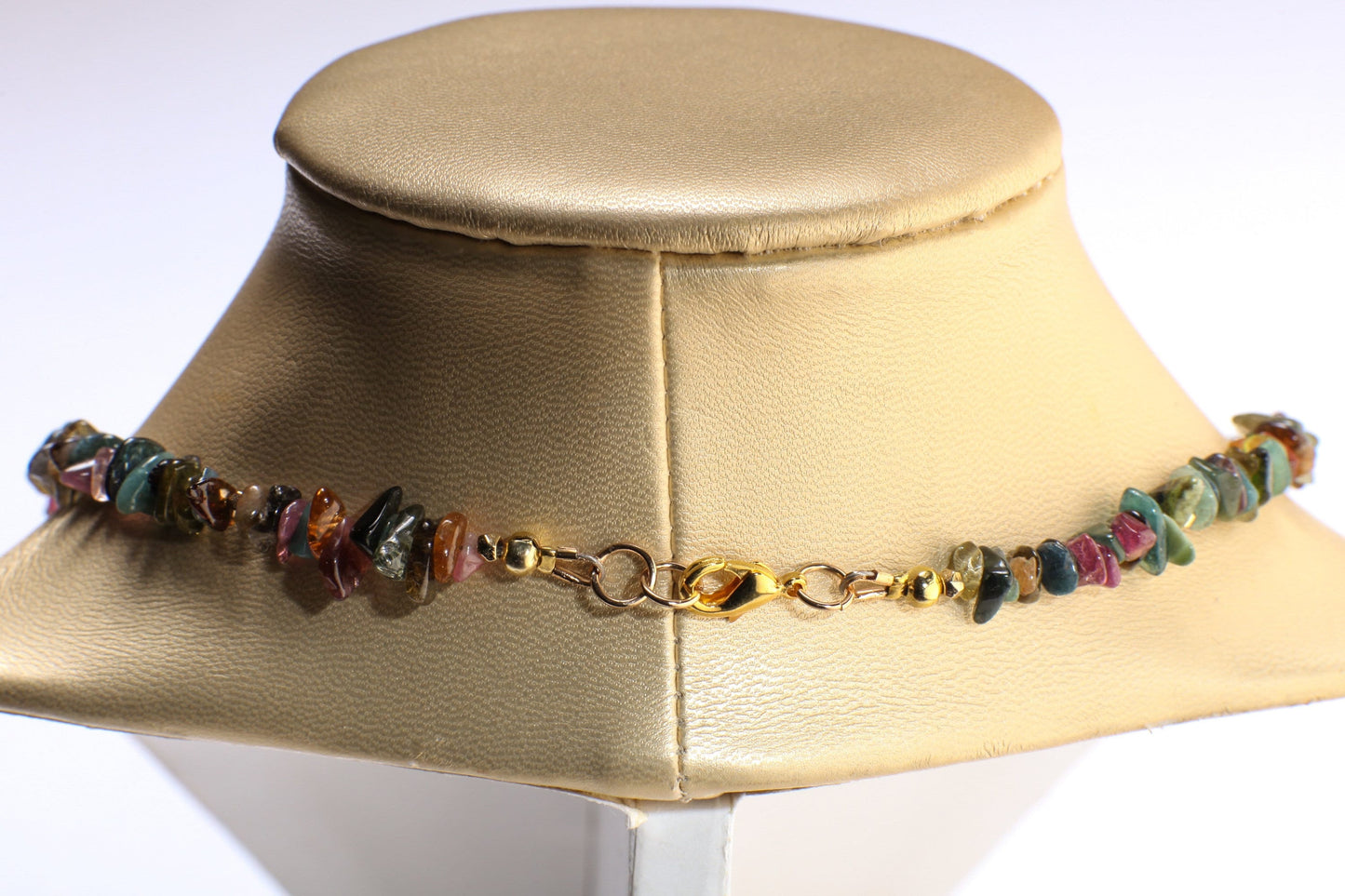 Watermelon Multi Tourmaline Raw Nugget chips, Faceted Green Moonstone Accents Beads, Druzy Agate Geode Gemstone Pendant 20.5" Necklace