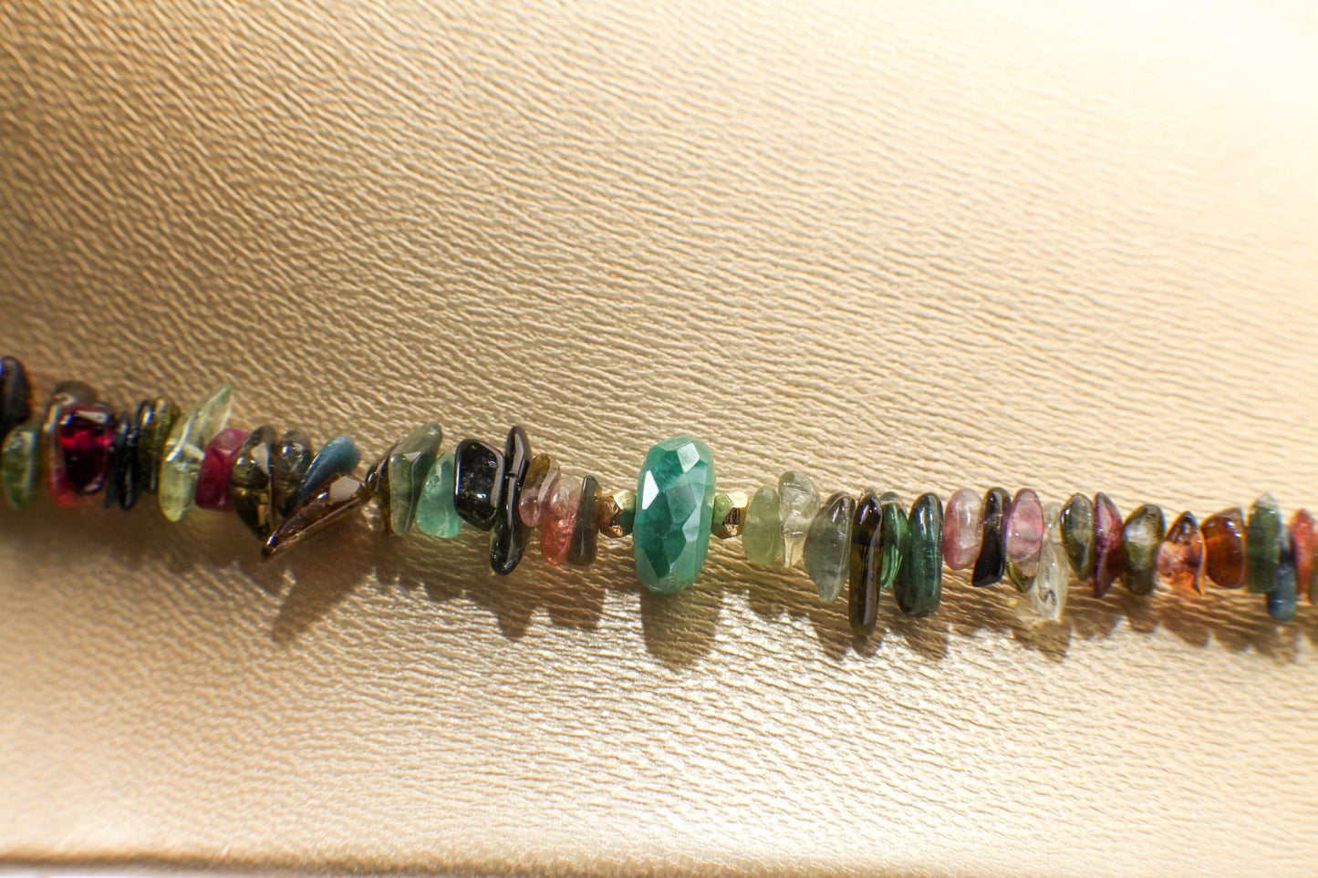 Watermelon Multi Tourmaline Raw Nugget chips, Faceted Green Moonstone Accents Beads, Druzy Agate Geode Gemstone Pendant 20.5" Necklace