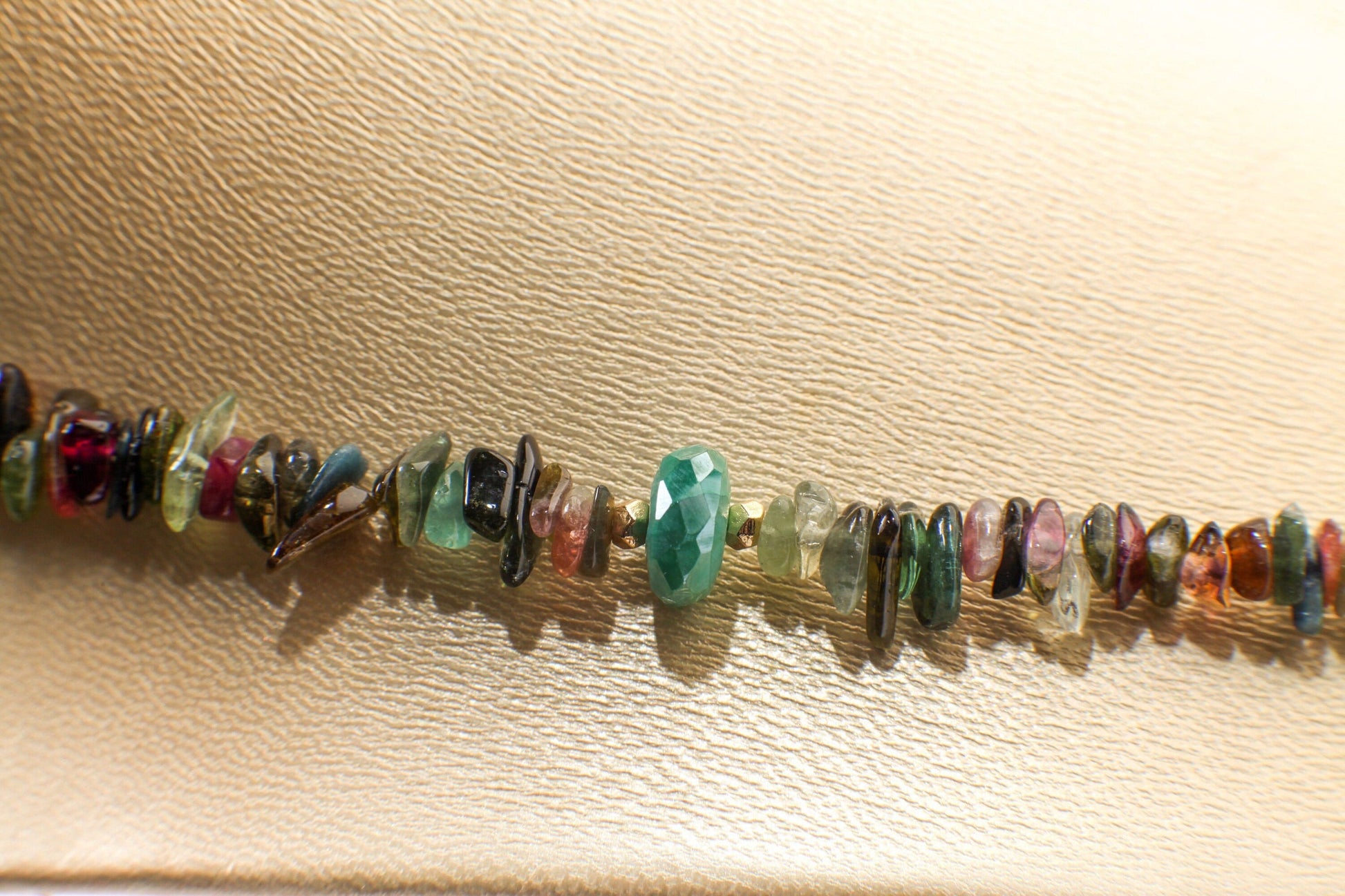 Watermelon Multi Tourmaline Raw Nugget chips, Faceted Green Moonstone Accents Beads, Druzy Agate Geode Gemstone Pendant 20.5" Necklace