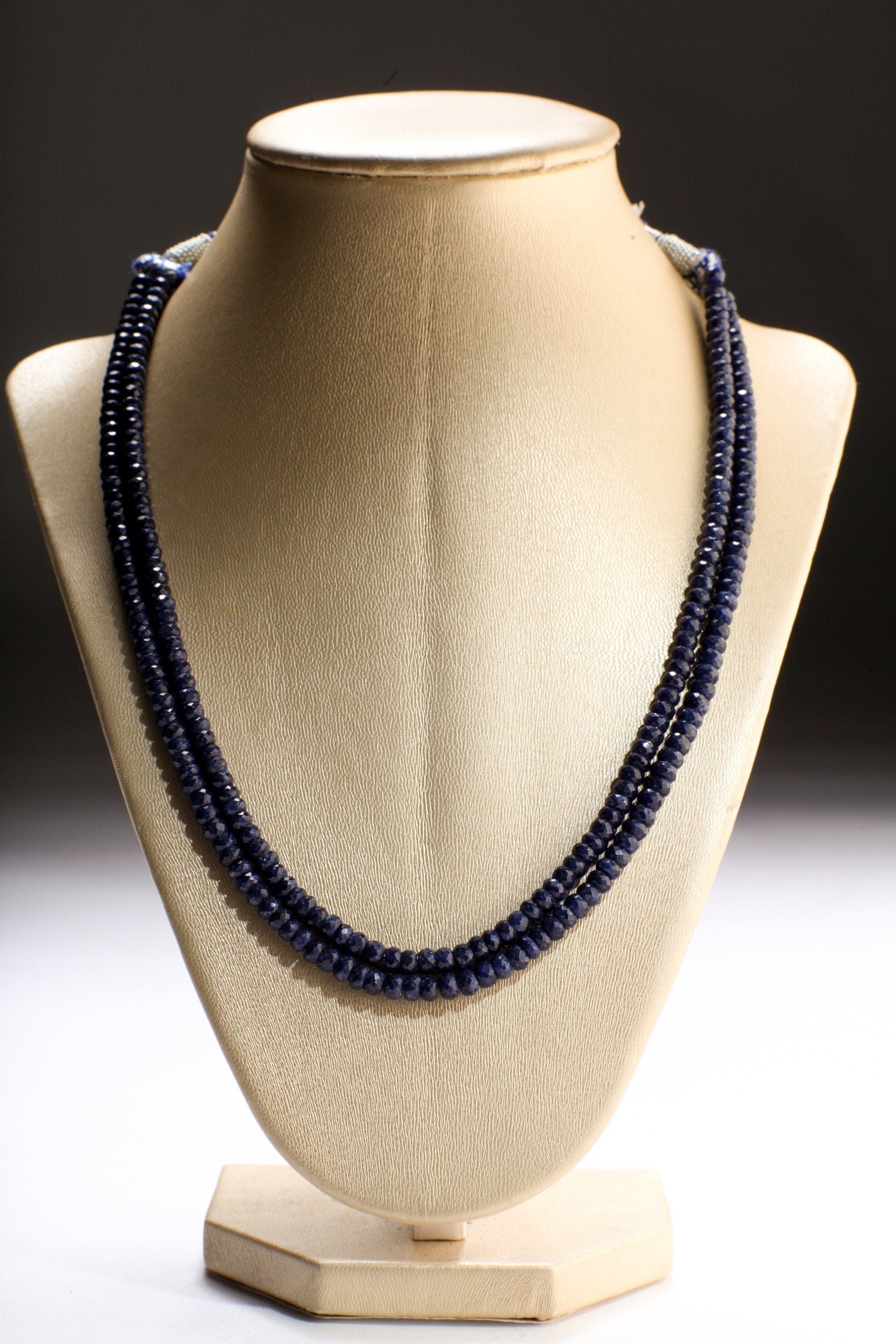 Sapphire Rondelle, Natural Faceted Roundel 4.5-5mm Adjustable Blue Sapphire Gemstone Statement Necklace 16.5"