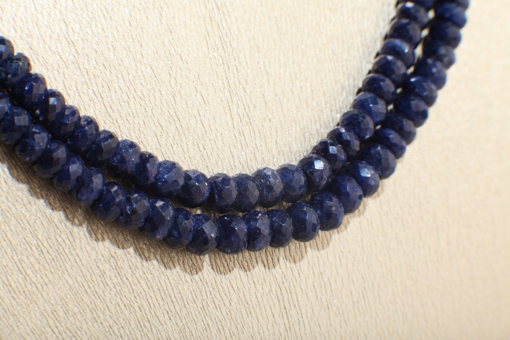 Sapphire Rondelle, Natural Faceted Roundel 4.5-5mm Adjustable Blue Sapphire Gemstone Statement Necklace 16.5&quot;