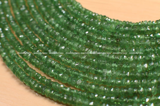 Natural Tsavorite 2.5-3.5mm Micro Faceted Rondelle Jewelry Making Gemstone Necklace, Bracelet, Earrings beads