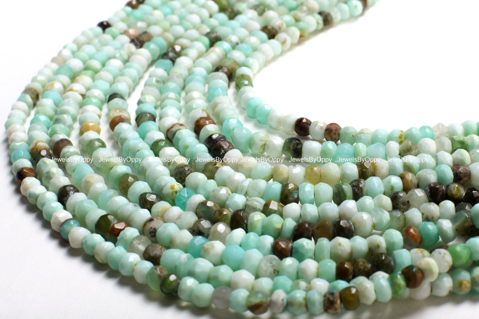 Peruvian Opal Faceted Roundel 4.5-5mm Jewelry Making Gemstone Beads 12.5" Strand, per blue opal, multi Peruvian opal natural gemstone