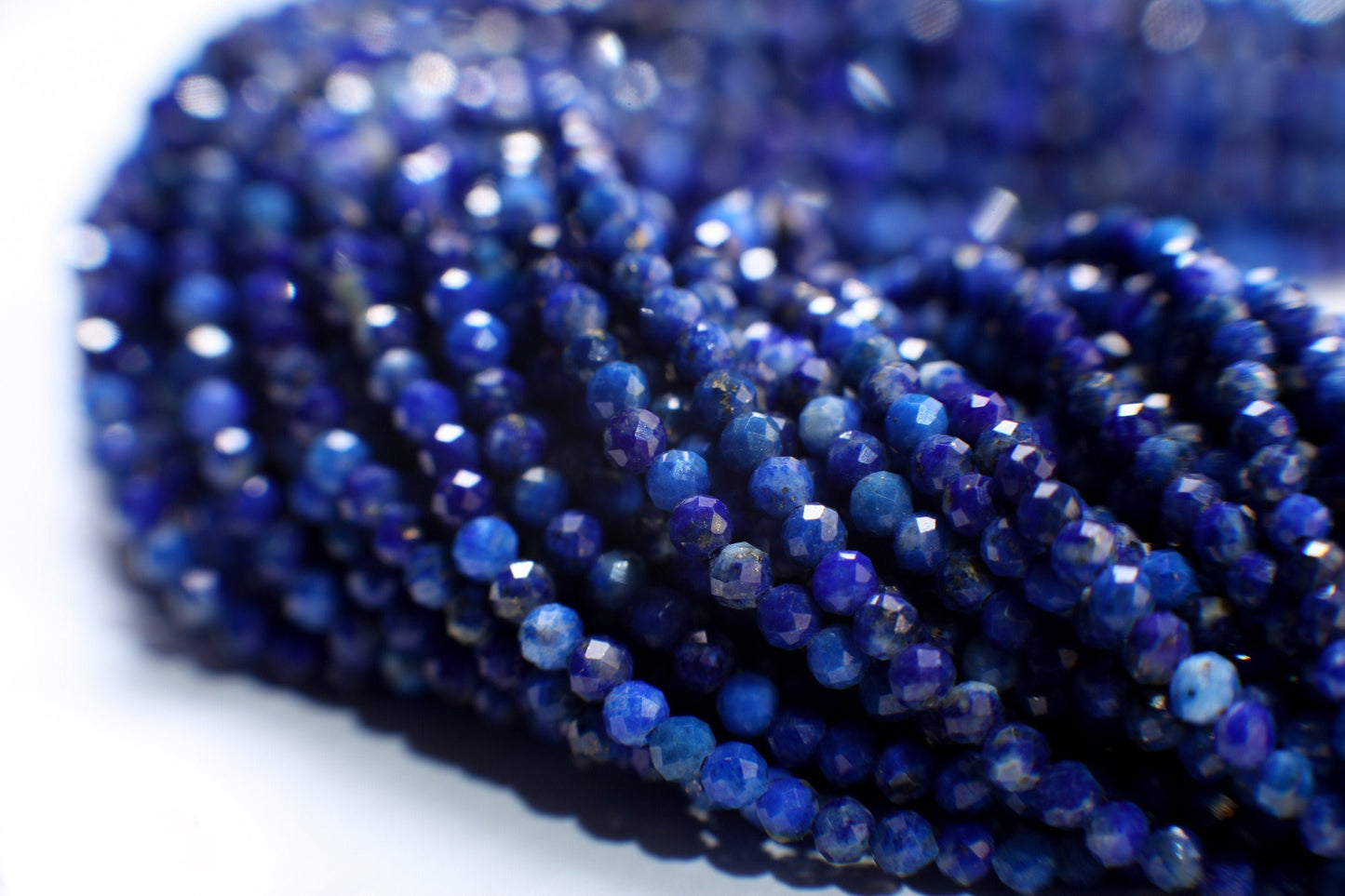 Lapis Lazuli 2mm Faceted Round Beads, Genuine Royal Blue Lapis Micro Faceted Round Beads Jewelry Making 15&quot; Strand