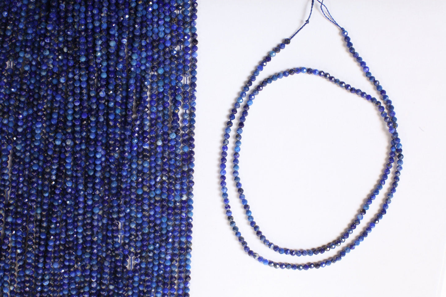 Lapis Lazuli 2mm Faceted Round Beads, Genuine Royal Blue Lapis Micro Faceted Round Beads Jewelry Making 15&quot; Strand