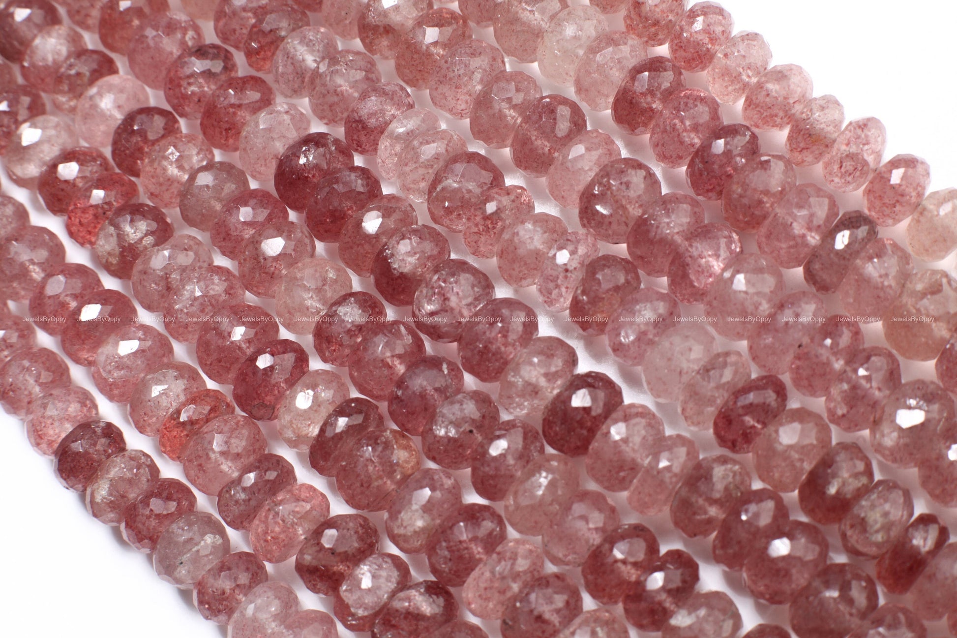 Strawberry Quartz Faceted 8.5-9mm Rondelle, Jewelry Making Gemstone Beads 8&quot; strand