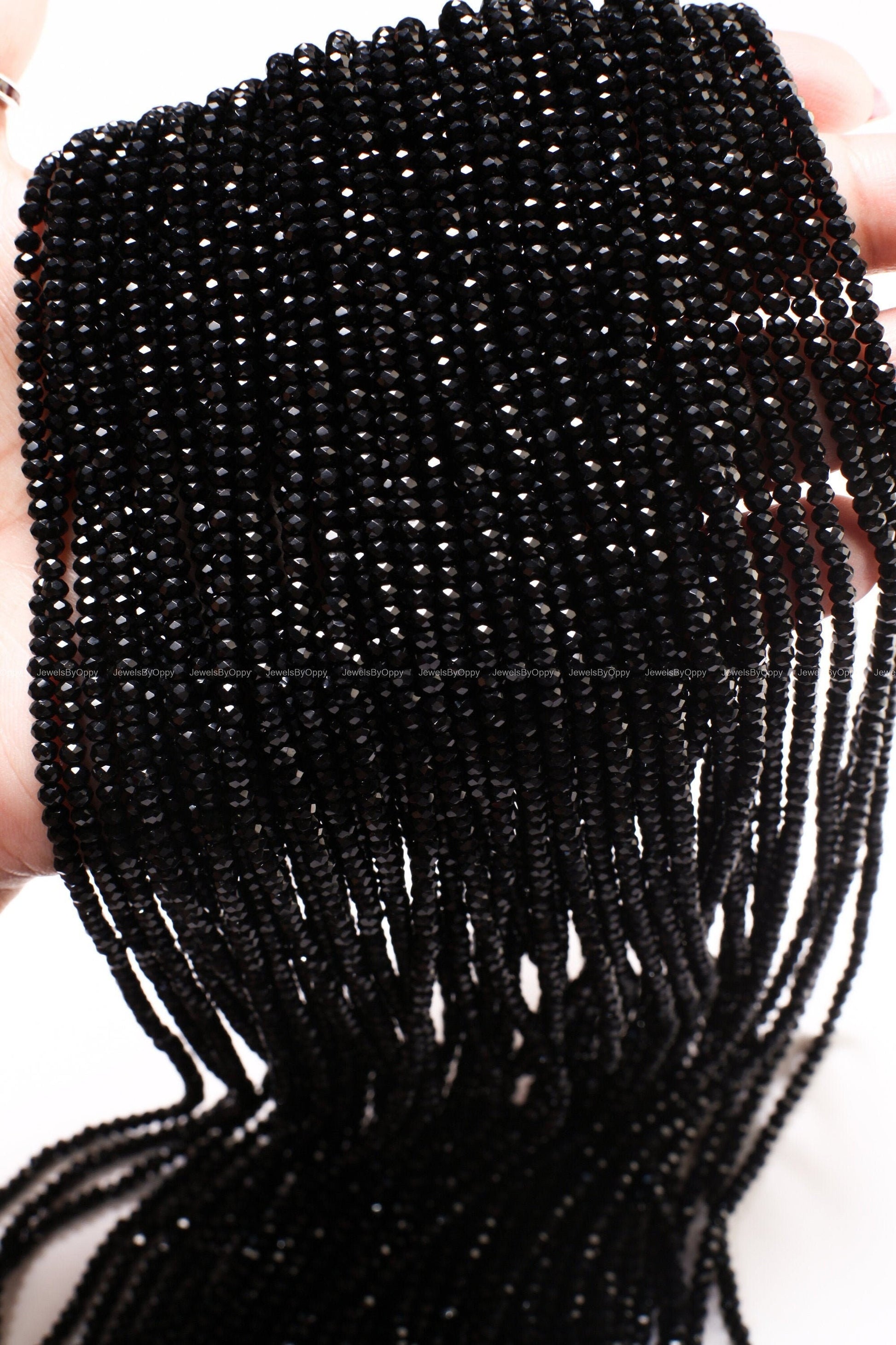 Genuine Black Spinel 3mm micro faceted Gemstone Beads, DIY Jewelry Making Necklace, Bracelet 12.5&quot; Strand, Single or Bulk