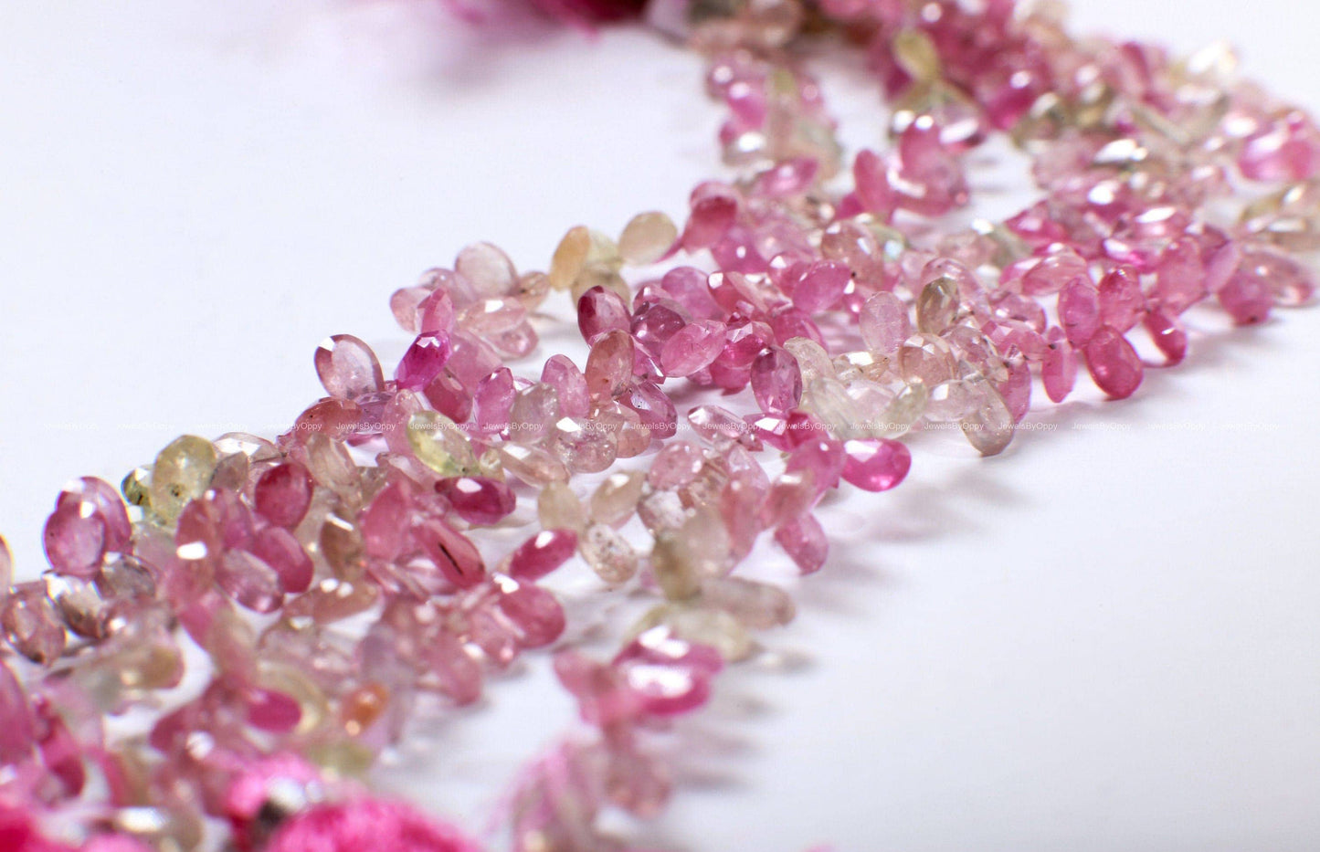 Natural Pink Sapphire Shaded Micro Faceted Pear Drop 3x5–6mm DIY Jewelry Making Gemstone Bead 3&quot;/6&quot; Strand