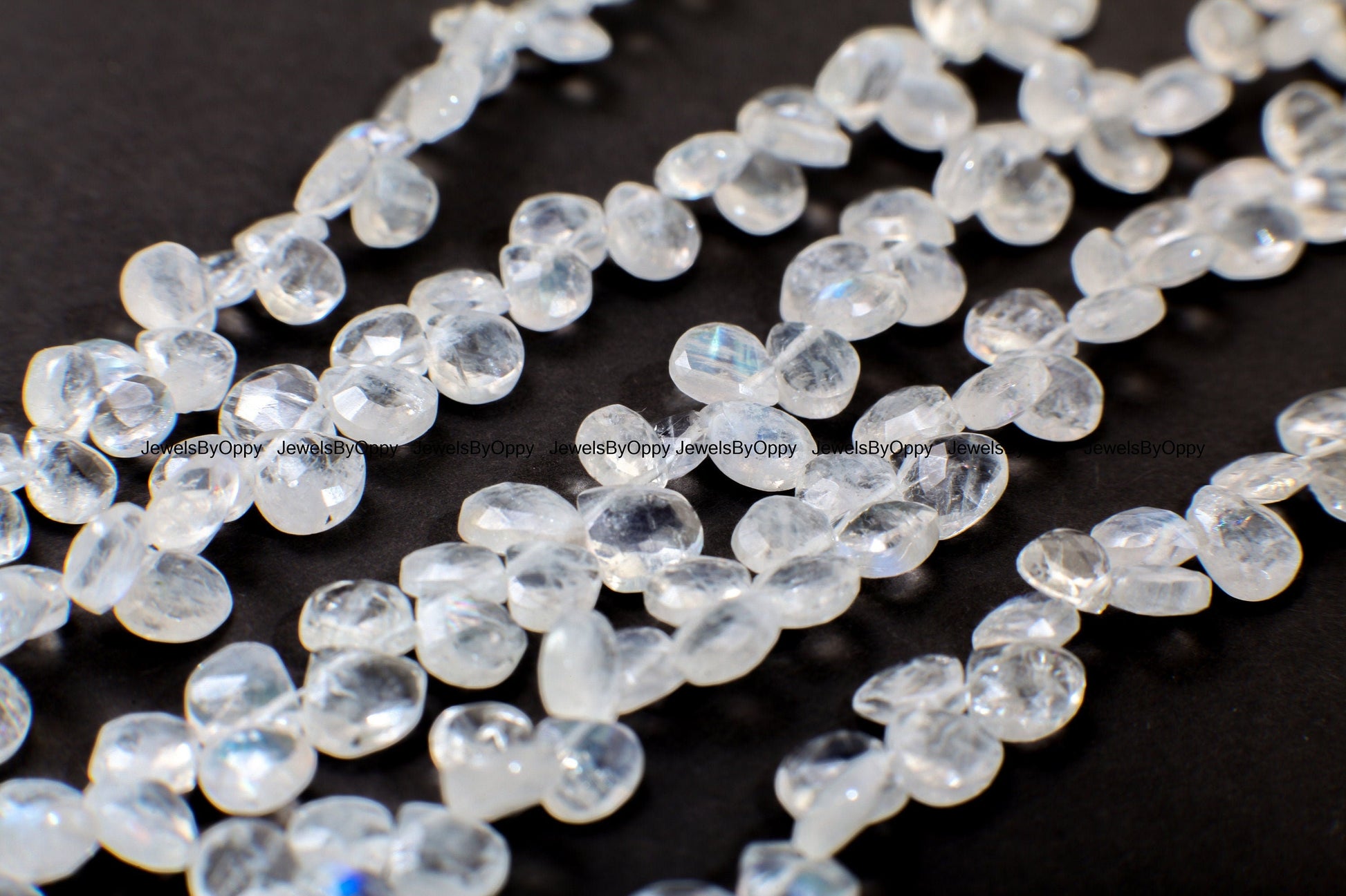 Rainbow Moonstone 5x6-6x7mm Faceted Teardrop Gemstone, July Birthstone, Jewelry Making Beads, Natural Gemstone 7.75&quot; Strand