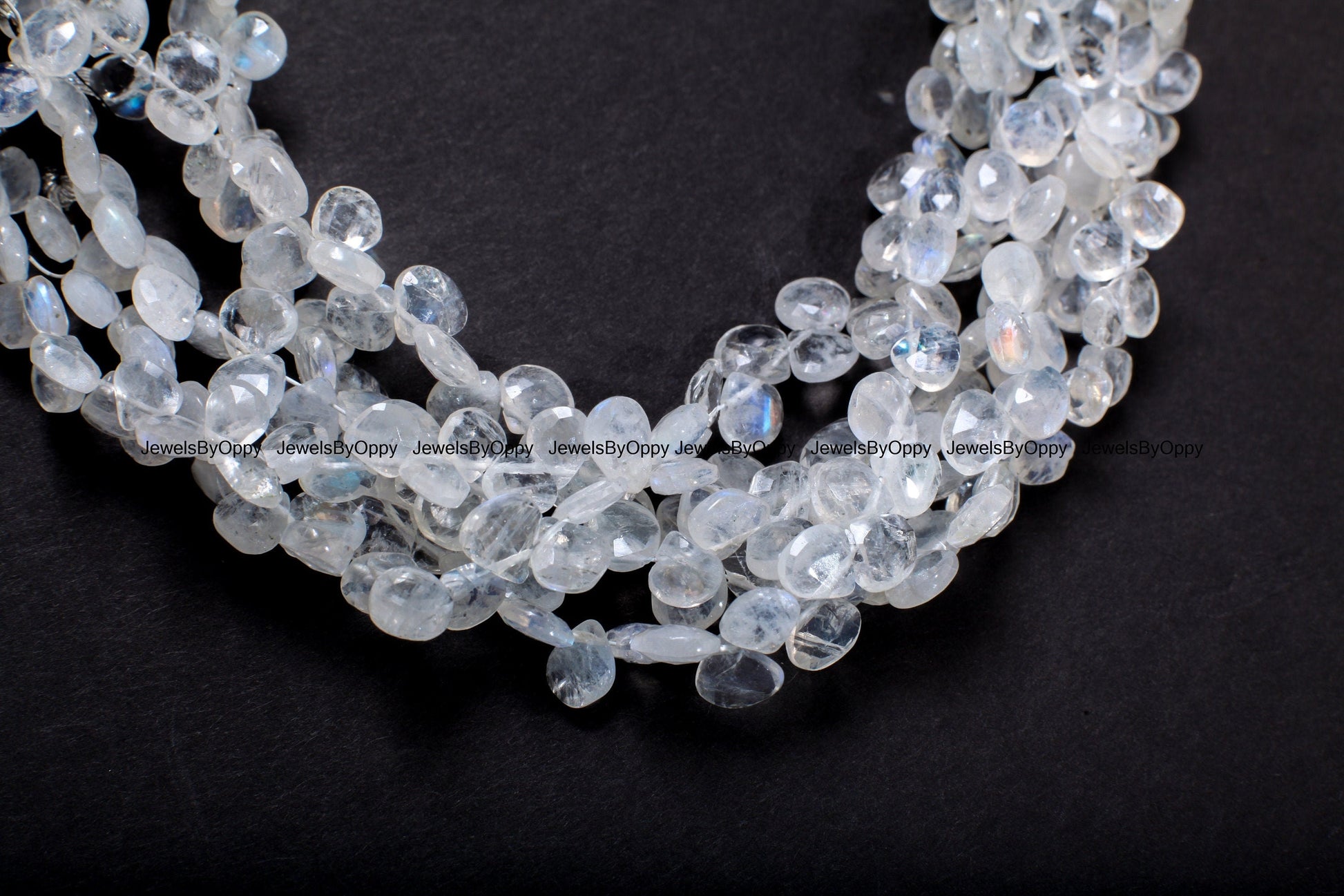 Rainbow Moonstone 5x6-6x7mm Faceted Teardrop Gemstone, July Birthstone, Jewelry Making Beads, Natural Gemstone 7.75" Strand