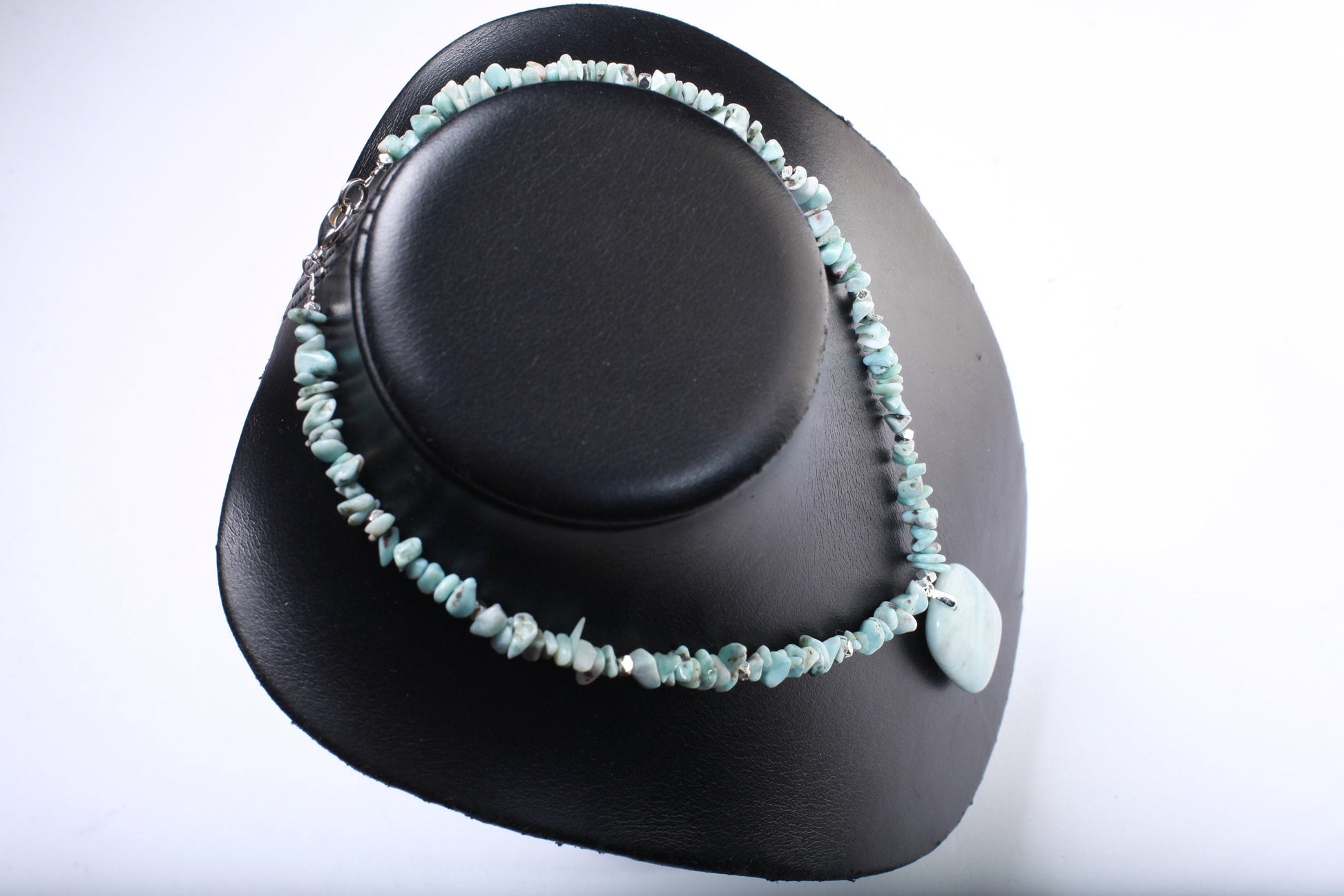 Larimar Nugget Chips Necklace with Matching Larimar Pendant 18" Gemstone Necklace with 3" Extension Chain