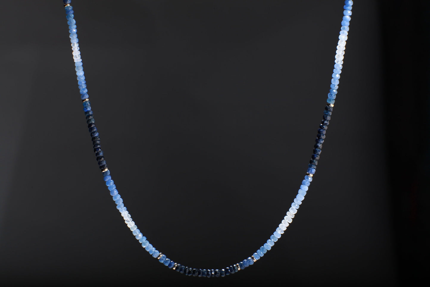Natural Ombre Sapphire 3-4mm Faceted Roundel, 14K Gold Filled Spacers, Clasp and 2&quot; Extension Chain, September Birthstone, Gift For Her