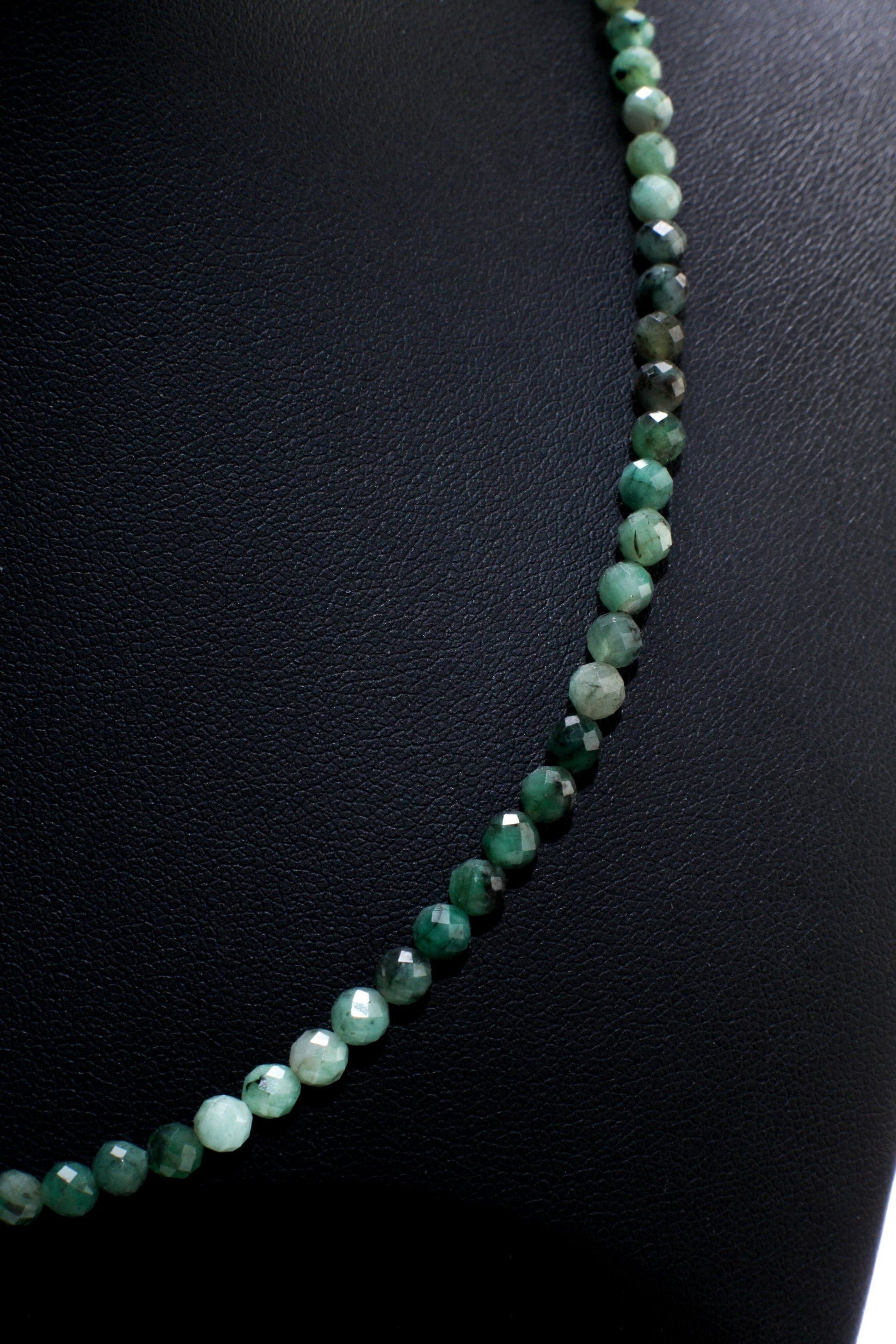 Natural Emerald Ombre Shaded Faceted 4mm Round Choker Necklace in 925 Sterling Silver, May Birthstone, Men and Women gifts