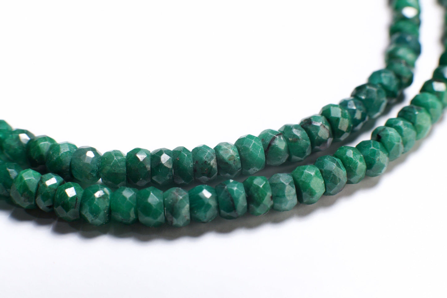 Emerald Necklace, Natural Zambian Emerald 4mm Faceted Roundel Gemstone Beads Necklace in 14k Gold filled