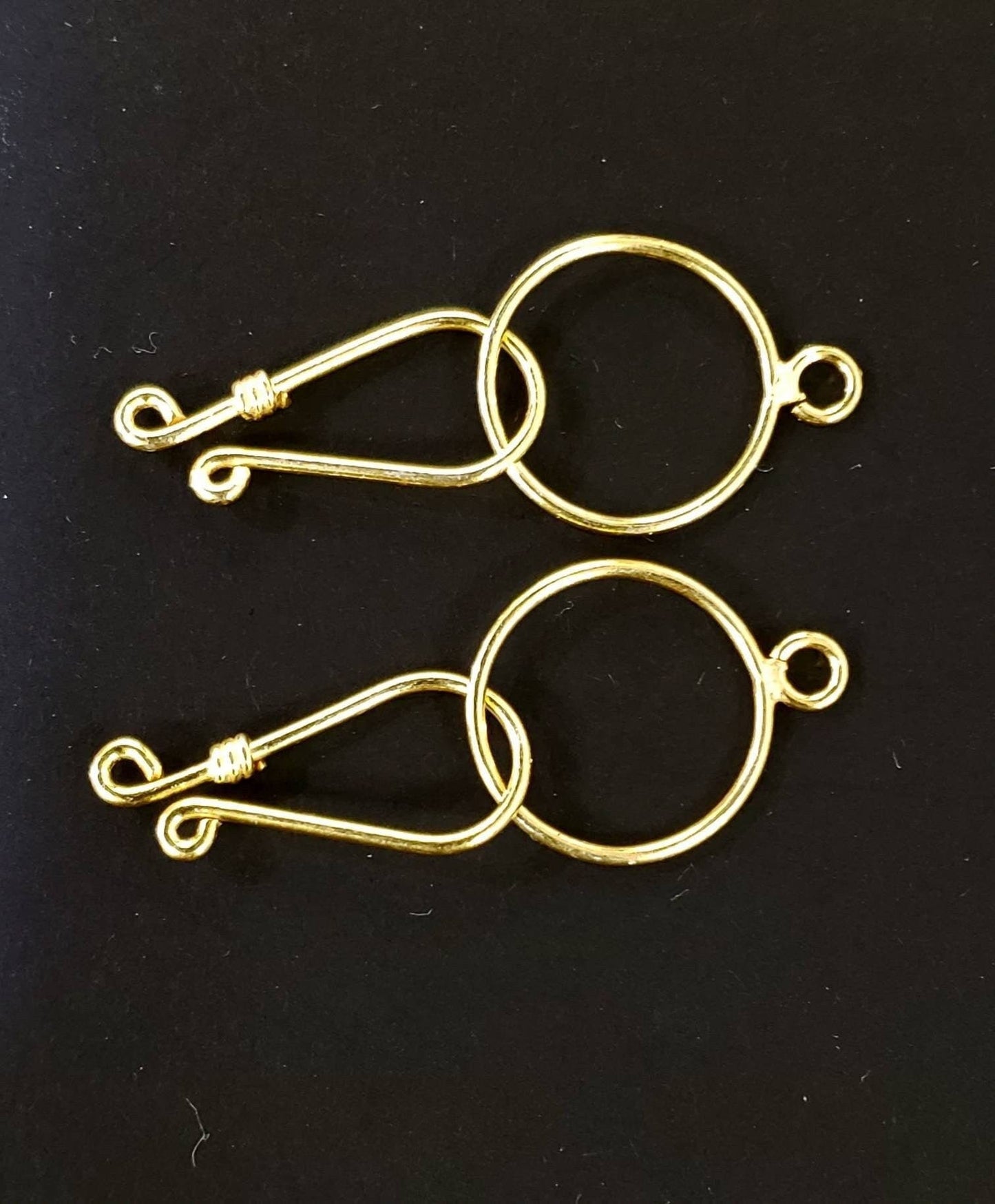 22K Gold Vermeil ,925 Sterling Silver hook and eye clasp, 16mm circle,23mm hook,vintage handmade hook clasp for jewelry making,1 set or bulk