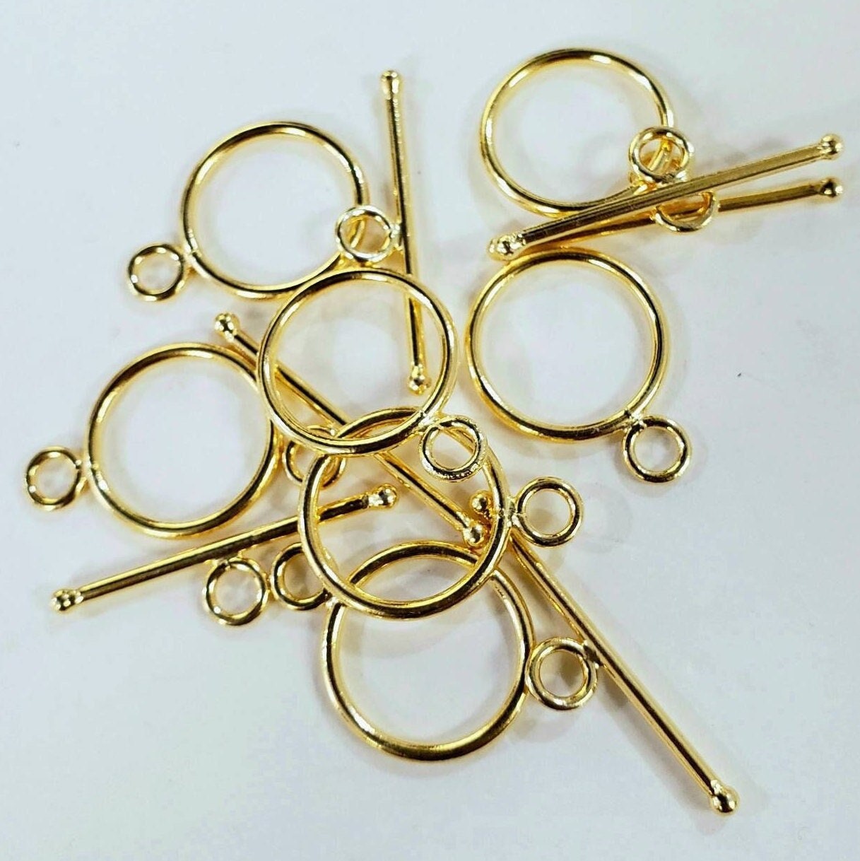 22K Gold Vermeil 925 Sterling Silver Bali toggle clasp 15mm circle & 26mm bar, bali Handmade clasp , 1 set or bulk