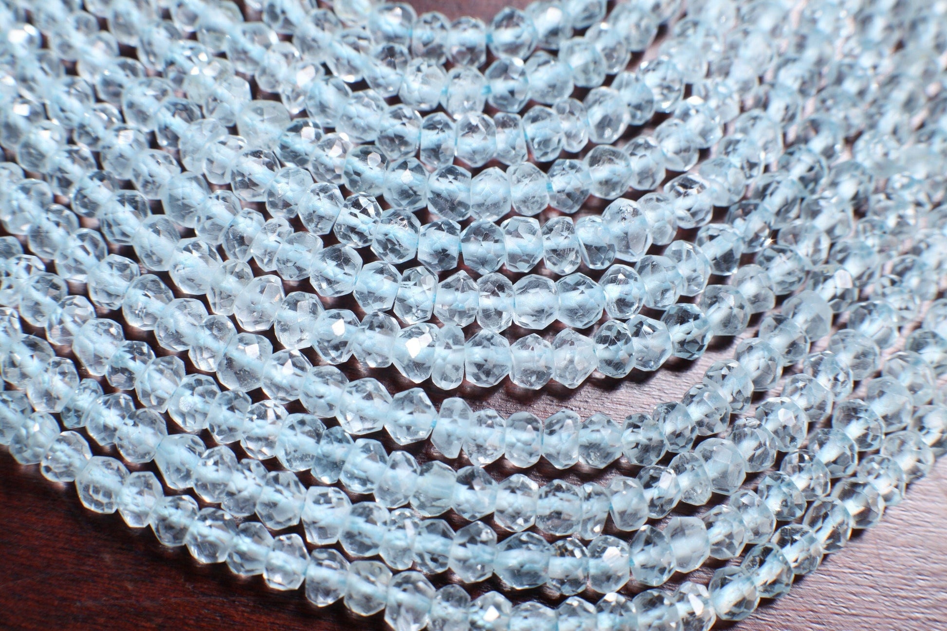 Swiss Blue Topaz 3mm Faceted Rondelle, Gemstone Jewelry Making Beads, DIY Necklace, Bracelet