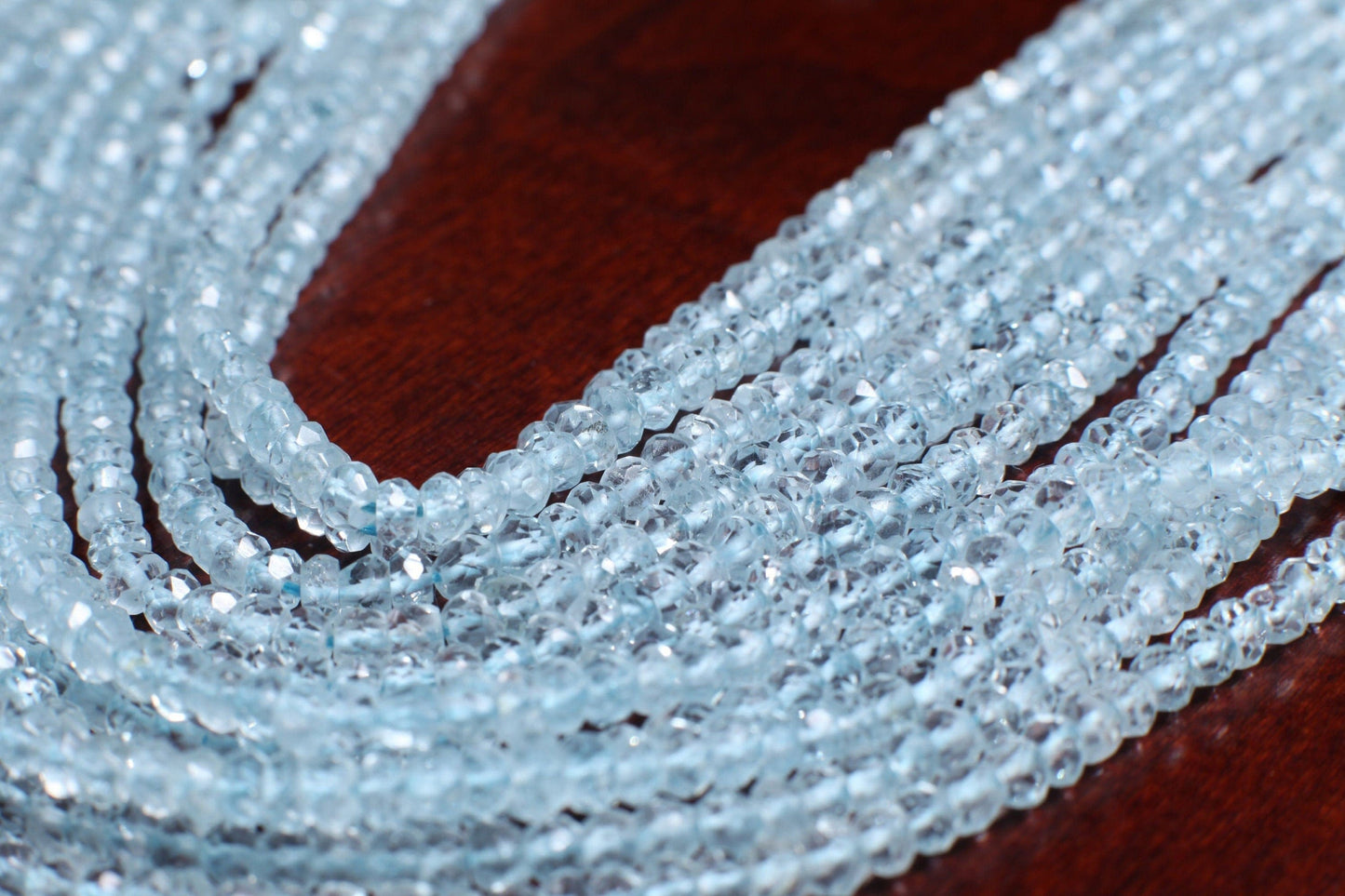 Swiss Blue Topaz 3mm Faceted Rondelle, Gemstone Jewelry Making Beads, DIY Necklace, Bracelet