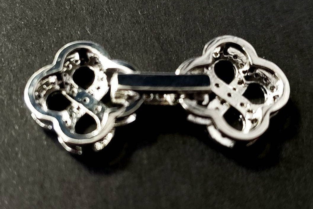 Cubic Zirconia CZ micro Pave Diamond Style sterling silver rhodium Fancy Clasp 12x27mm long. High End Jewelry Making, Folding clasp