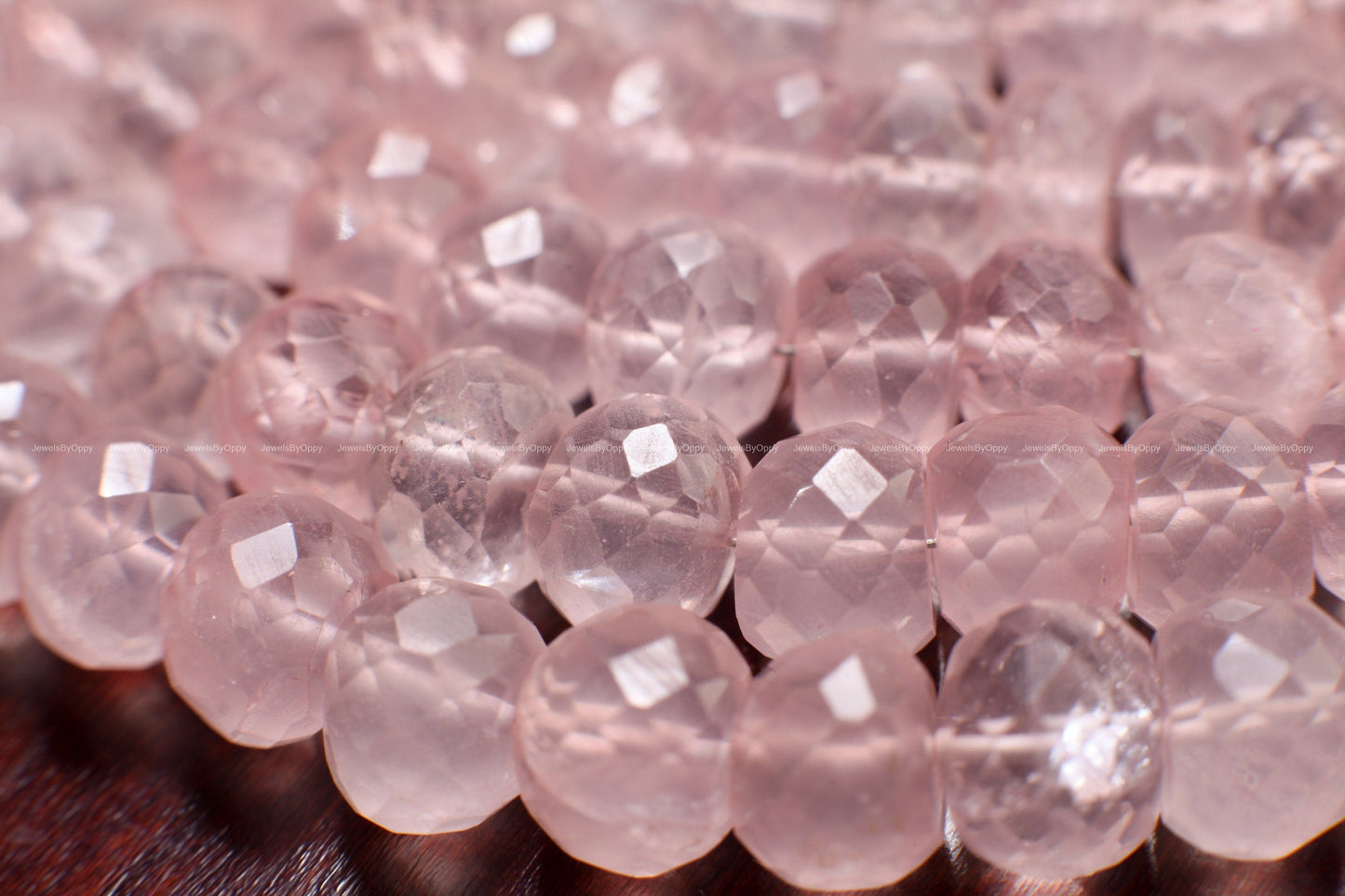 Madagascar Rose Quartz 5.5-9mm Faceted Rondelle, Jewelry Making Soft Pink Beads 8&quot; Strand.