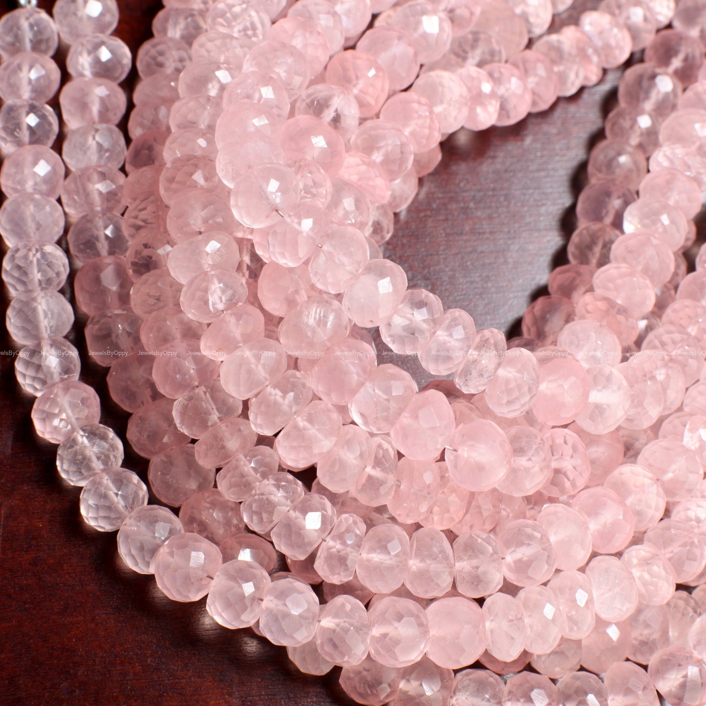 Madagascar Rose Quartz 5.5-9mm Faceted Rondelle, Jewelry Making Soft Pink Beads 8&quot; Strand.