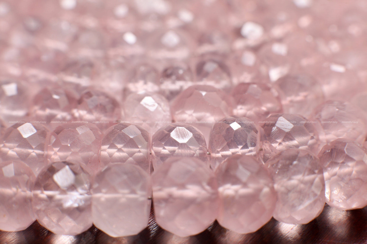 Madagascar Rose Quartz 5.5-9mm Faceted Rondelle, Jewelry Making Soft Pink Beads 8&quot; Strand.