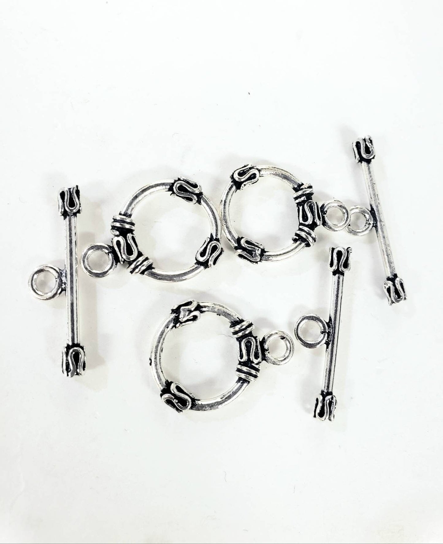 925 Sterling Silver Bali 15mm toggle clasp, vintage Handmade, antique heavy duty toggle clasp for jewelry making. 1 set or bulk