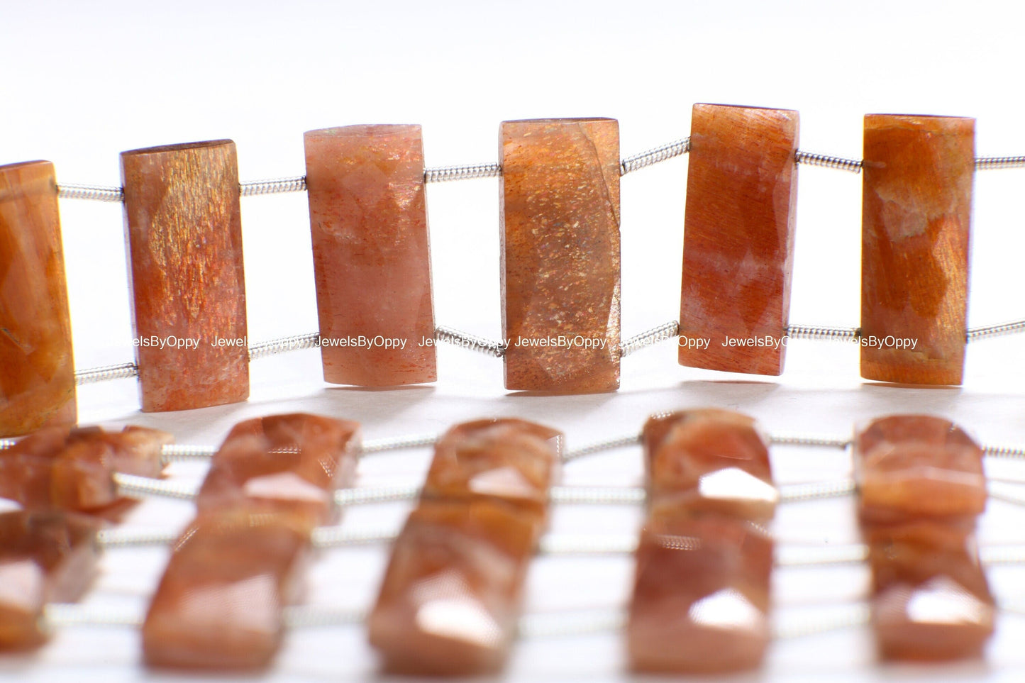 Chocolate Moonstone Faceted Rectangle Pillow Shape, Double Drilled 9x20mm Gemstone Bead 14Pcs Strand