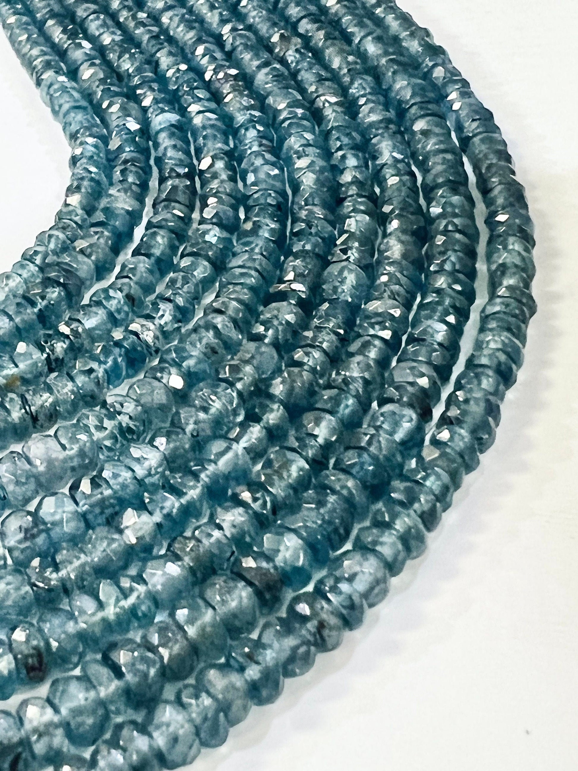 Natural Indigo Kyanite Rondelle, Rare AAA quality Indigo Kyanite Faceted 4-5.5mm Roundel, Jewelry Making Gemstone Beads