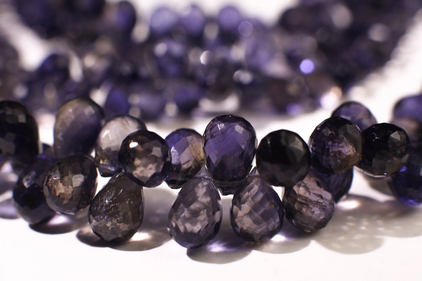 Genuine Iolite water sapphire Faceted Round Drop Briolette 4x6-5.5-9mm Beautiful Rare Gemstone for Jewelry Making Beads