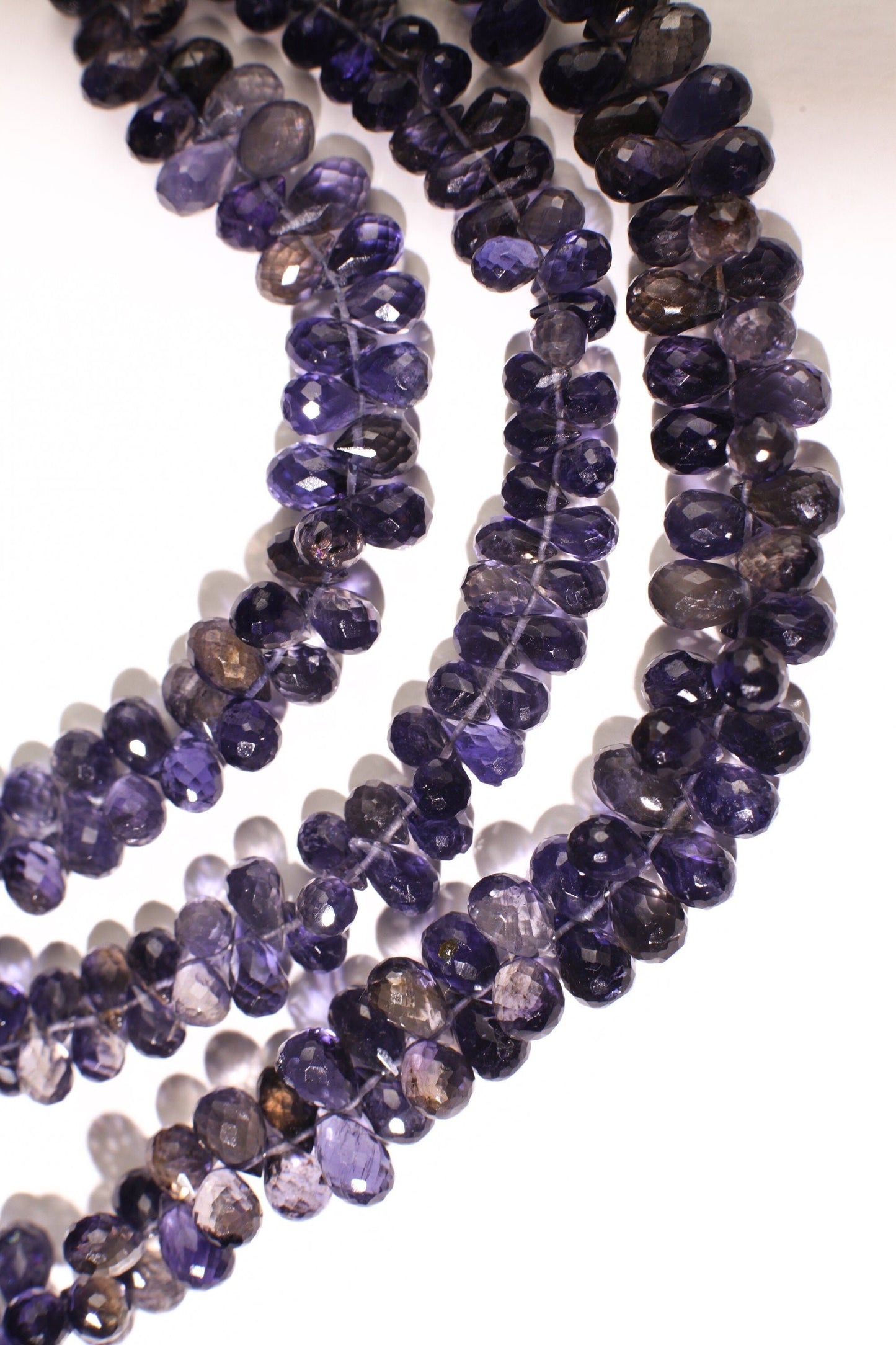 Genuine Iolite water sapphire Faceted Round Drop Briolette 4x6-5.5-9mm Beautiful Rare Gemstone for Jewelry Making Beads
