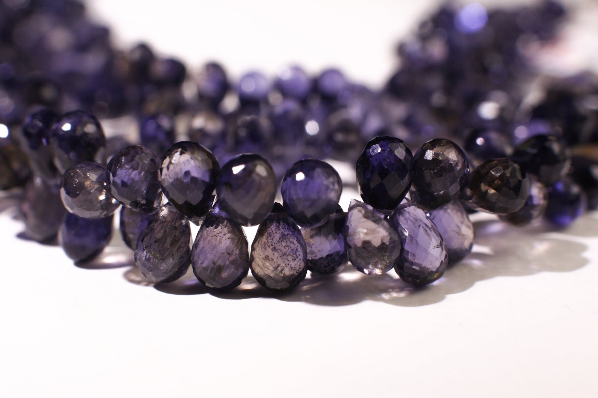 Genuine Iolite water sapphire Faceted Round Drop Briolette 4x6-5.5-9mm Beautiful Rare Gemstone for Jewelry Making Beads