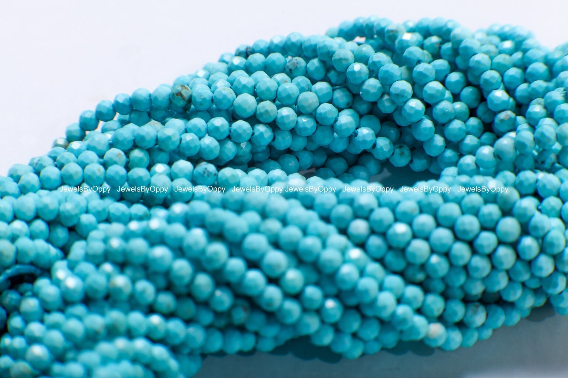 Natural Turquoise Faceted Round 2mm Micro Faceted Blue Sleeping Beauty Turquoise Gemstone Round for Jewelry Making Beads 15.5&quot; Strand