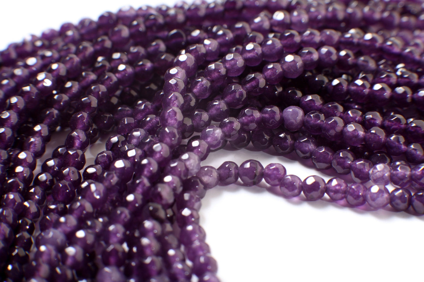 Amethyst Faceted Round 4mm, Jewelry Making Necklace, Bracelet, DIY Gemstone Beads 15&quot; Strand