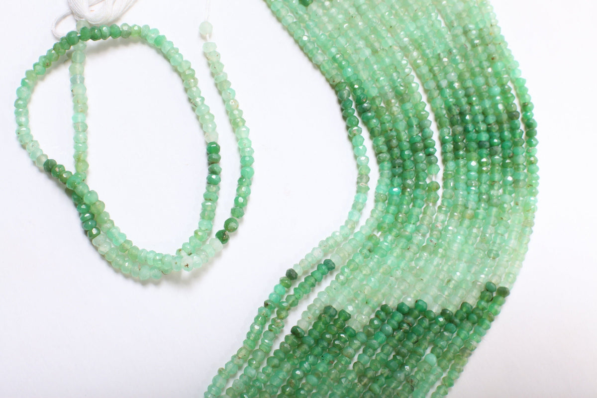 Chrysoprase Rondelle, Natural Shaded 4mm Faceted Chrysoprase Roundel Jewelry Making Beads, DIY Bracelet, Necklace Gemstone Beads 13" Strands