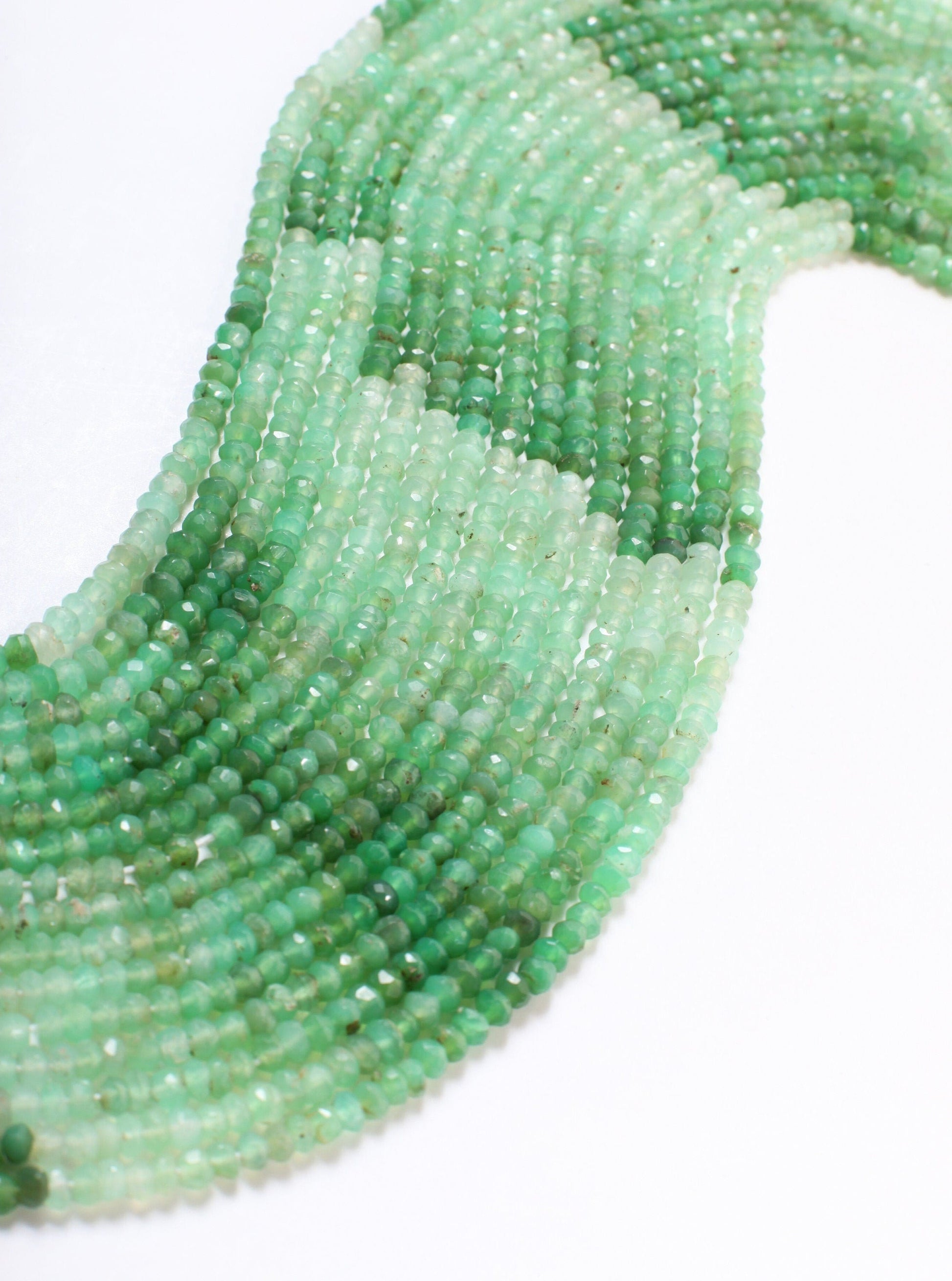 Chrysoprase Rondelle, Natural Shaded 4mm Faceted Chrysoprase Roundel Jewelry Making Beads, DIY Bracelet, Necklace Gemstone Beads 13&quot; Strands