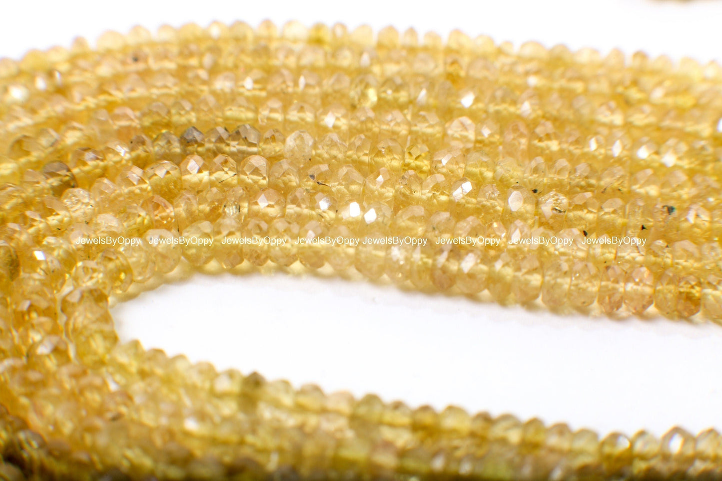 Yellow Tourmaline Rondelle, Natural Umbre Rare Laser Cut 3.5-4mm Faceted Diamond Micro Cut Roundel, Jewelry Making Gemstone Bead 15&quot; Strand