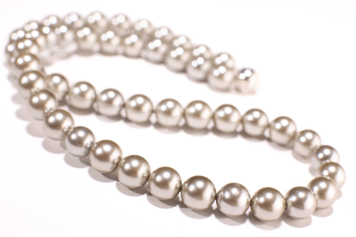 Silver Gray South Sea Shell Pearl 10mm High Luster Statement Necklace with Strong Magnetic Ball Clasp 20&quot; Necklace, Bridal,elegant Gift