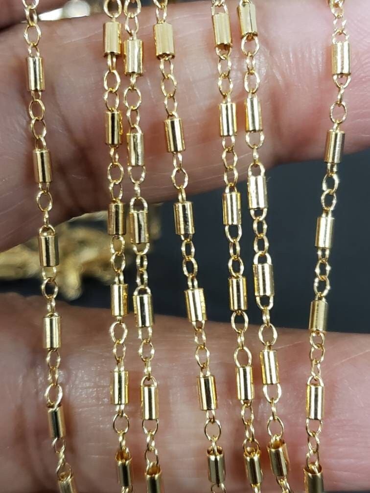 14K Gold filled Fancy bar chain, 2mm cable& 3.16mm bar chain, made in Italy,high Quality,14/20 gold filled chain by foot