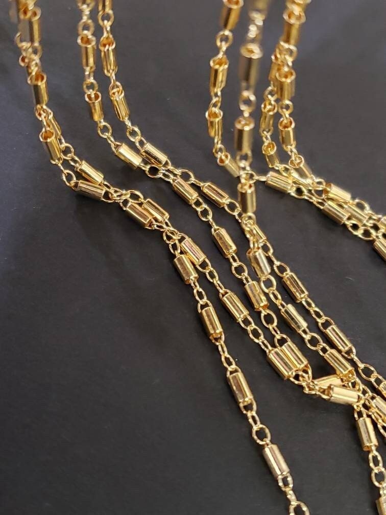 14K Gold filled Fancy bar chain, 2mm cable& 3.16mm bar chain, made in Italy,high Quality,14/20 gold filled chain by foot