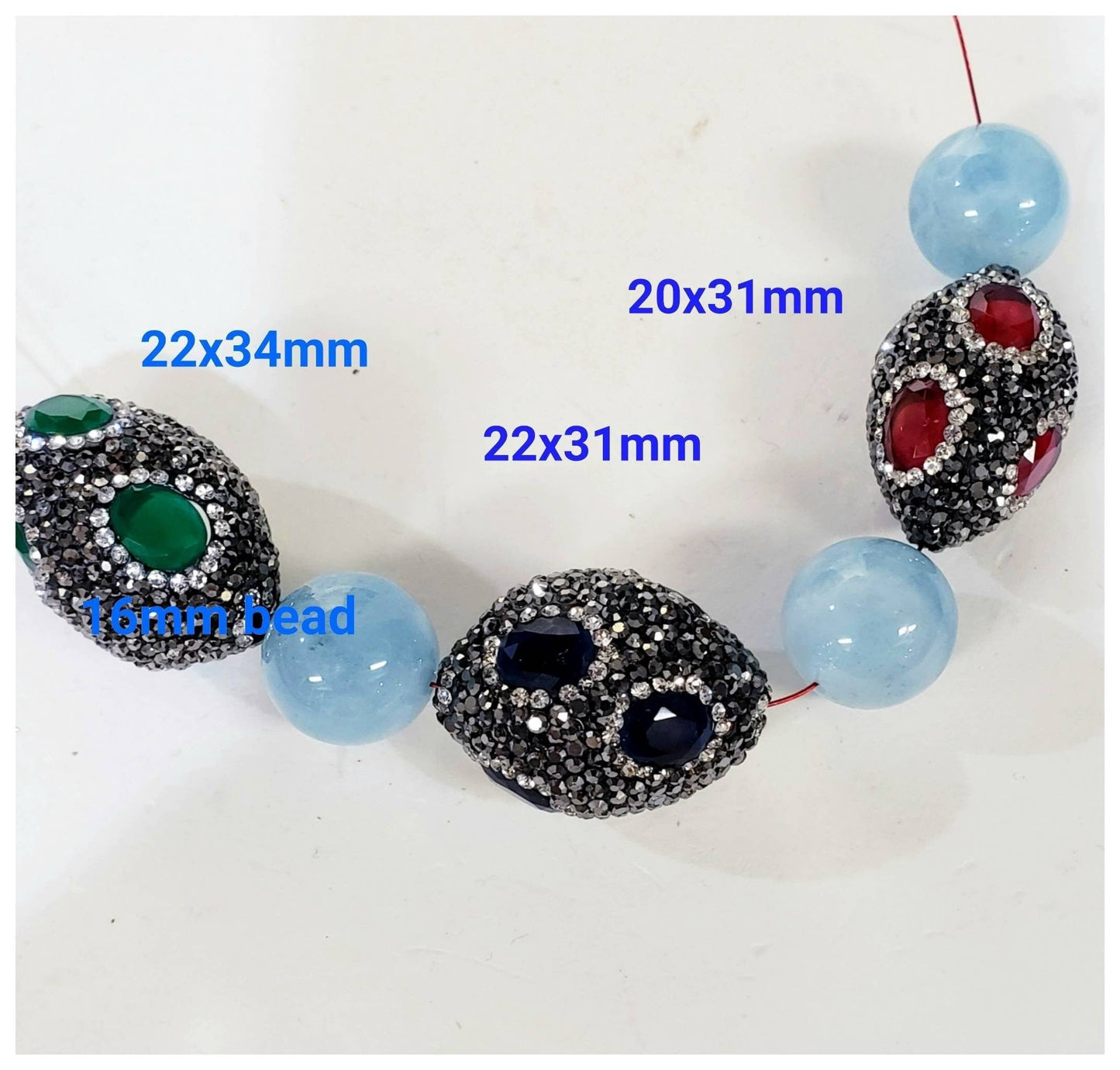 Ruby (20x31mm),sapphire (22x31mm),Emerald (22x34mm) crystal quartz pave inlaid with black, white crystal oval connector, Focal bead, Bling