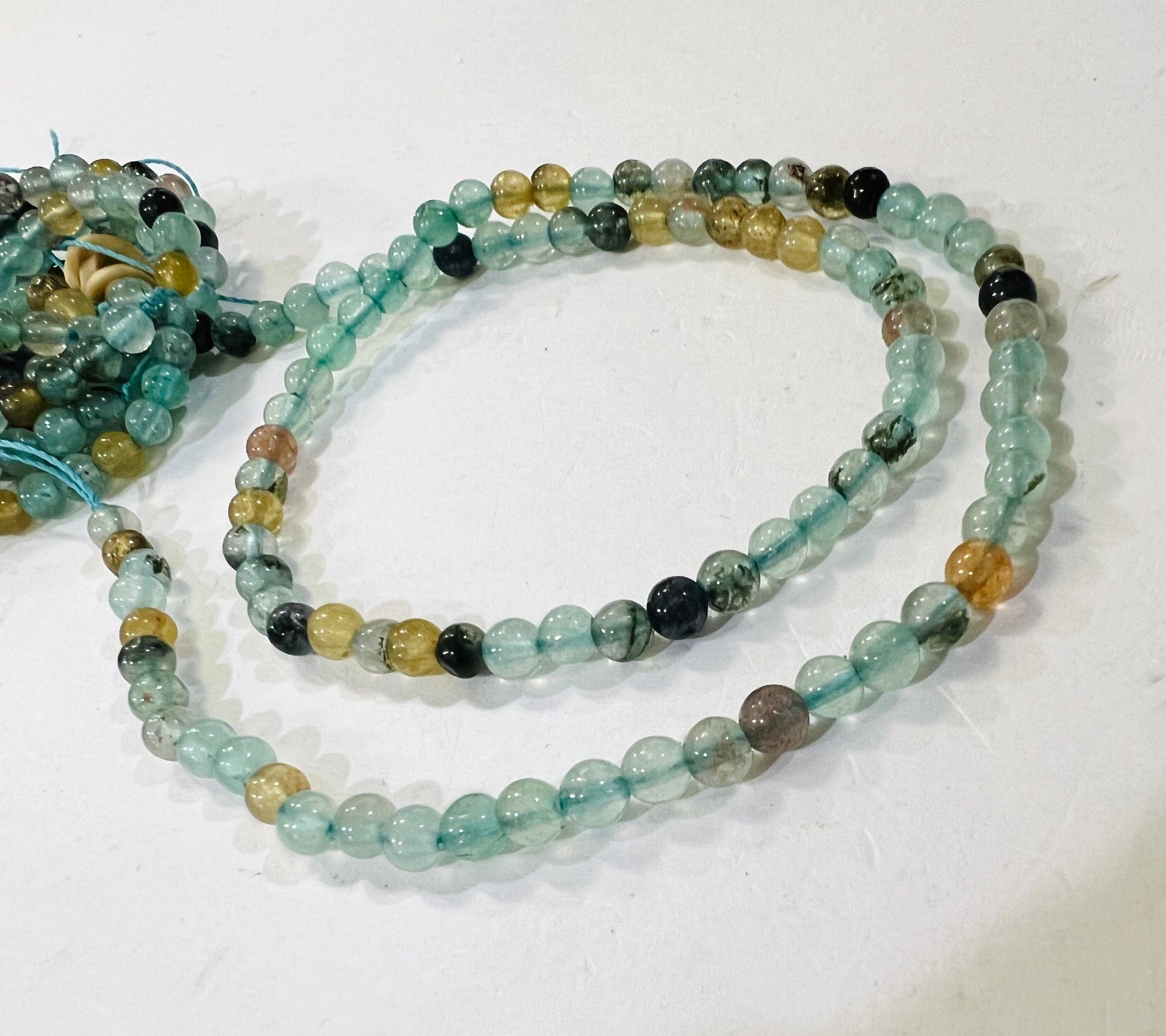 Multi Amazonite 4mm smooth Round Jewelry Making Blue Multi Color Gemstone for Bracelet, Necklace, Earrings Loose Beads 14.5&quot; Strand