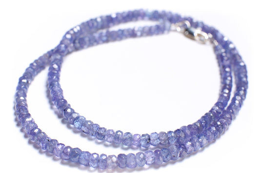 Tanzanite Faceted 4mm Rondelle Choker Necklace in 925 Sterling Silver, Gold Filled, Birthday, Natural Healing Energy Chakra Man, Woman gifts