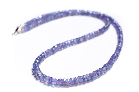 Tanzanite Faceted 4mm Rondelle Choker Necklace in 925 Sterling Silver, Gold Filled, Birthday, Natural Healing Energy Chakra Man, Woman gifts