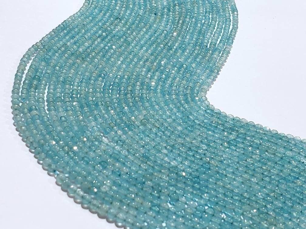 Aquamarine Micro Faceted Round 2mm tiny bead, Jewelry Making , spacer bead, DIY Gemstone Beads 14.5&quot; Strand