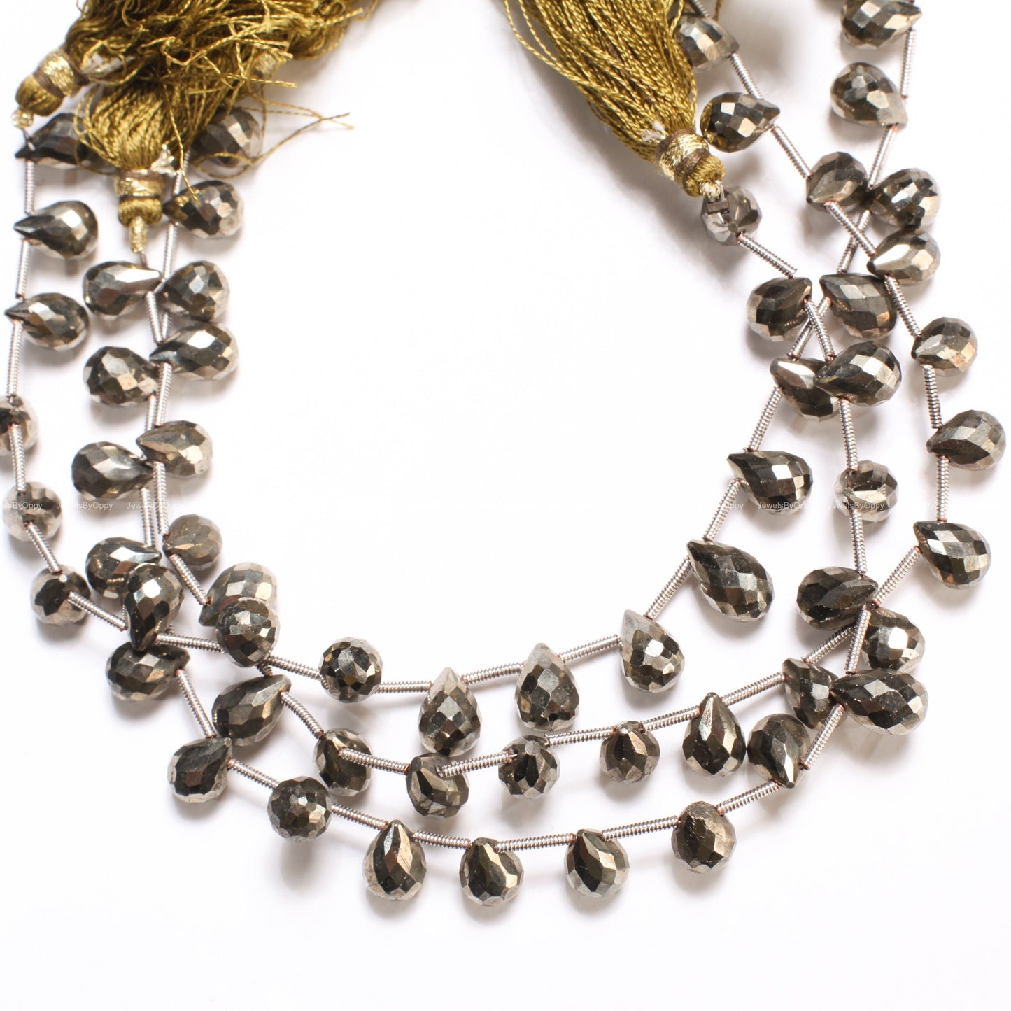 Pyrite Faceted Briolette 6x9mm Teardrop, Jewelry Making Beads 1 strand 20 Pcs, super sparkly, heavy weight.