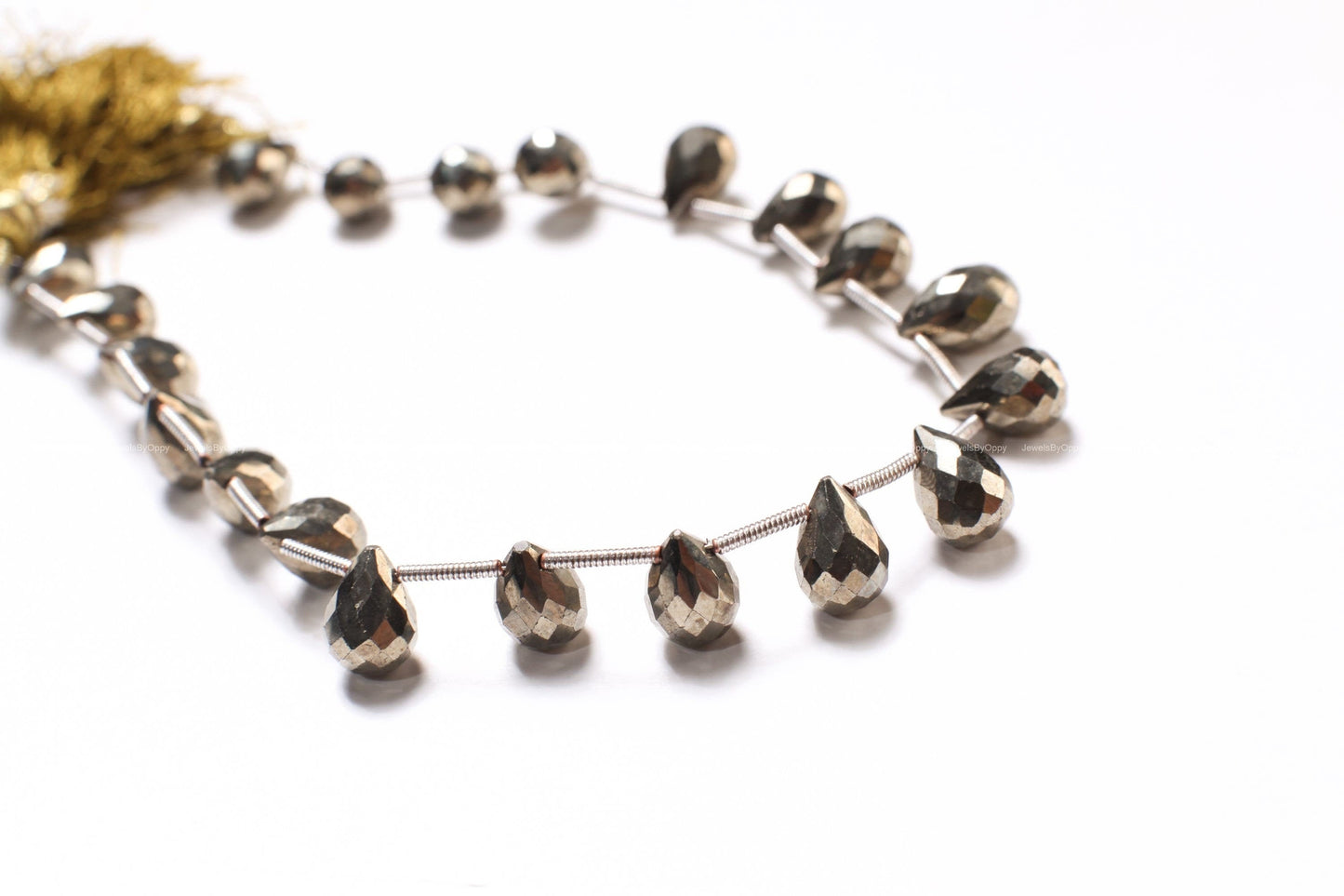 Pyrite Faceted Briolette 6x9mm Teardrop, Jewelry Making Beads 1 strand 20 Pcs, super sparkly, heavy weight.