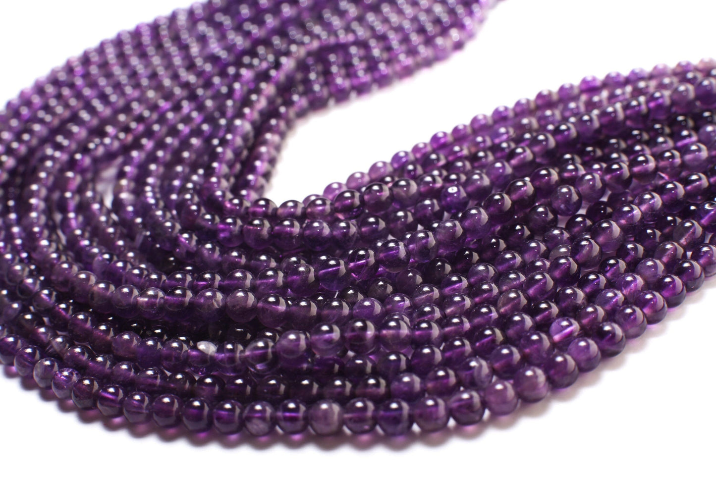 Amethyst Round 4mm, Jewelry Making Necklace, Bracelet, DIY Gemstone Purple Smooth Round Beads 15.5&quot; Strand