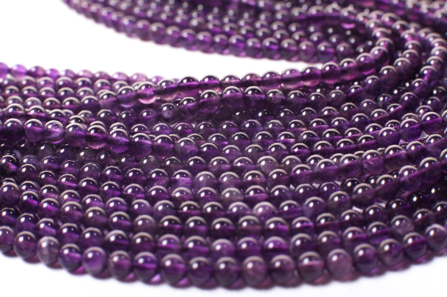 Amethyst Round 4mm, Jewelry Making Necklace, Bracelet, DIY Gemstone Purple Smooth Round Beads 15.5&quot; Strand